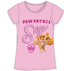 SETINO Bavlněné tričko s krátkým rukávem PAW PATROL SVĚTLE RŮŽOVÉ 128 cm