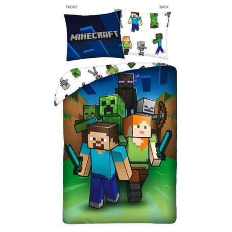 HALANTEX Bavlněné povlečení MINECRAFT ATTACK 140x200, 70x90 cm