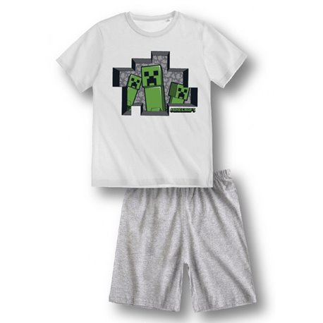 TVM Bavlněné pyžamo MINECRAFT CREEPERS BÍLÉ 116 cm