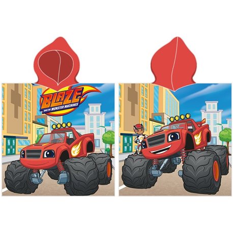 CARBOTEX Bavlněné pončo PLAMÍNEK A ČTYŘKOLÁCI MONSTER TRUCK 55x110 cm