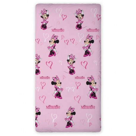 Dětské prostěradlo Minnie a srdíčka 90x200 cm