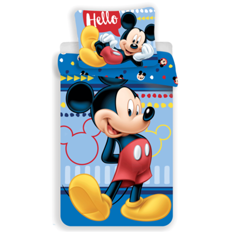 JFABRICS Bavlněné povlečení MICKEY MOUSE 004 HELLO 140x200, 70x90 cm