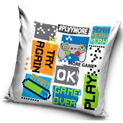 CARBOTEX Povlak na polštářek GAMER WHITE 40x40 cm