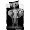 Bavlněné povlečení na standardní postel s majestátným slonem. Základní vlastnosti:rozměry (šxd): 140x200, 70x90 cm. 100% bavlna, perkál. z každé strany je jiný vzor. zapínání na zip. praní na 60°C. 
