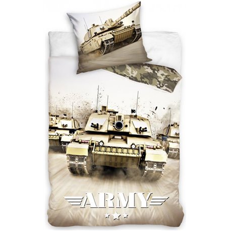 TIPTRADE Bavlněné povlečení TANK ARMY 140x200, 70x90 cm
